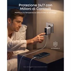 Anker Nano Caricatore USB C 100W, GaN a 3 Porte e Ultra Compatto, Display Intelligente e Controllo Touch, per iPhone 17 Pro Max/16/15, Samsung S25 Ultra, MacBook Air/Pro, e Altri (USB C Cavo Iincluso) - Vista aggiuntiva 7