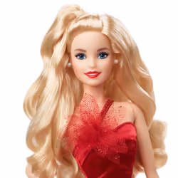Barbie Signature Magia delle Feste 2022 bambola bionda, capelli ondulati, abito rosso con ampia gonna e orecchini pendenti, da collezione, Giocattolo e regalo per Bambini 6+ Anni - Vista aggiuntiva 4