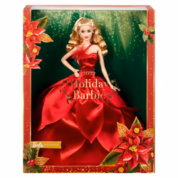 Barbie Signature Magia delle Feste 2022 bambola bionda, capelli ondulati, abito rosso con ampia gonna e orecchini pendenti, da collezione, Giocattolo e regalo per Bambini 6+ Anni - Vista aggiuntiva 7