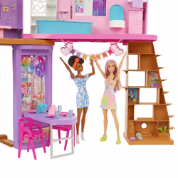 Barbie Casa di Malibu (106 cm) playset casa delle bambole con 2 piani, 6 stanze, ascensore altalena e più di 30 pezzi, Giocattolo per Bambini 3+ Anni - Vista aggiuntiva 4