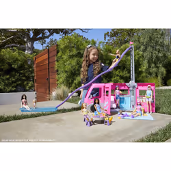 Barbie Camper dei Sogni - Veicolo con Scivolo e Piscina - 2 Cuccioli - 7 Aree Gioco - Alto 76 cm - 60+ Accessori - Regalo per Bambini 3+ Anni - Vista aggiuntiva 5