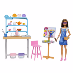 Barbie Relax and Create Atelier - Playset con Bambola e Plastilina per Vasi e Pittura - 25+ Accessori - Alta 29 cm - Regalo per Bambini 3-7 Anni - Vista aggiuntiva 4