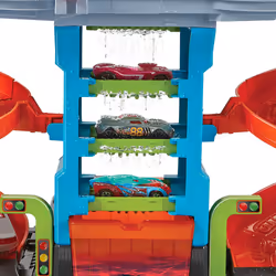 Hot Wheels City Mega Torre Autolavaggio, include 1 macchinina Color Shifters e pratici serbatoi per acqua, si collega ad altr ...