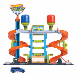 Hot Wheels City Mega Torre Autolavaggio, include 1 macchinina Color Shifters e pratici serbatoi per acqua, si collega ad altri set, giocattolo per bambini 4+ Anni - Vista aggiuntiva 5