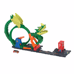 Hot Wheels City Dragone di Fuoco con 1 Veicolo Die-Cast Incluso e Stazione dei Pompieri, Giocattolo per Bambini 5+ Anni - Vista aggiuntiva 5