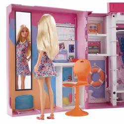 Barbie Fashionistas Armadio dei Sogni Playset con bambola bionda, largo più di 60 cm, 15+ aree per riporre gli accessori, specchio, scivolo per biancheria, accessori, Giocattolo per Bambini 3+ Anni - Vista aggiuntiva 4