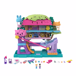 Polly Pocket Pollyville Casa sull'Albero dei Cuccioli, playset a 5 piani, 15+ pezzi gioco: 2 bambole, veicolo, 4 animali e molto altro ancora, idea regalo, Giocattolo per Bambini 4+ Anni - Vista aggiuntiva 6