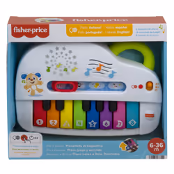 Fisher-Price Pianoforte di Cagnolino Ridi & Impara Edizione Multilingue, Portatile con Luci, Versi degli Animali, Contenuti Educativi e 4 Modalità di Gioco, Giocattolo per Bambini 6+ Mesi - Vista aggiuntiva 6