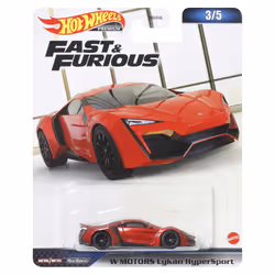 Hot Wheels Fast & Furious HNW49, Auto, 3 anno/i, Metallo, Plastica, Rosso