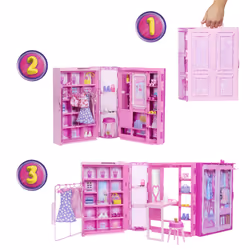 Barbie Armadio Dei Sogni Di Playset Giocattolo Con Bambola Alla Moda, Vestiti E Accessori, Larghezza Di 91 Cm Con Oltre 25 Pezzi - Vista aggiuntiva 5