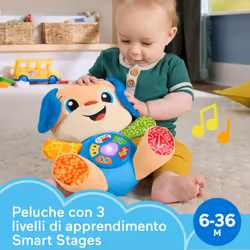 Fisher-Price Laugh & Learn Ridi E Impara Peluche Musicale Cagnolino Smart Stages, Giocattolo Musicale Per L'Apprendimento Per Neonati, Versione Multilingue - Vista aggiuntiva 3