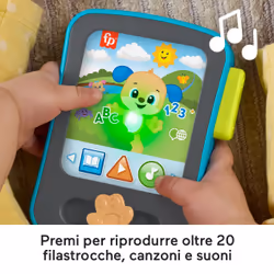 Fisher-Price Tablet Delle Storie Di Cagnolino Ridi E Impara Per Neonati, Giocattolo Elettronico Per L'Apprendimento, Con Musica E Luci, Versione Multilingue - Vista aggiuntiva 3