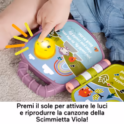 Fisher-Price Il Libro Delle Canzoncine Della Scimmietta Viola Per Neonati E Bambini Con Luci E Suoni, Versione Italiana - Vista aggiuntiva 4