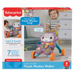 Fisher-Price Scimmietta Viola Primi Passi, Giocattolo Per L'Apprendimento Per Neonati Con Musica E Luci, Versione Italiana - Vista aggiuntiva 6