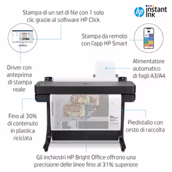 HP Designjet Stampante T630 da 24” - Vista aggiuntiva 7