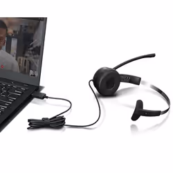Lenovo 100 Mono Auricolare Cablato A Padiglione Ufficio USB tipo A Nero - Vista aggiuntiva 4