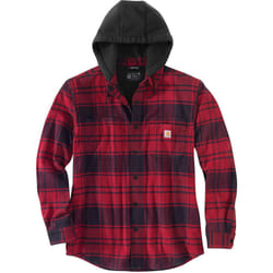 Carhartt Flannel Fleece Lined Hooded Camicia, rosso, dimensione S per uomo