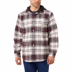 Carhartt Flannel Fleece Lined Hooded Camicia, bianco, dimensione S per uomo