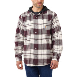 Carhartt Flannel Fleece Lined Hooded Camicia, bianco, dimensione S per uomo