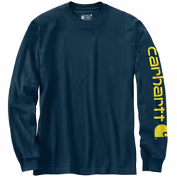 Carhartt Logo Longsleeve, blu-giallo, dimensione L per uomo
