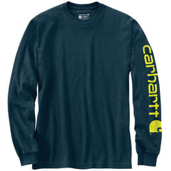 Carhartt Logo Longsleeve, blu-giallo, dimensione L per uomo