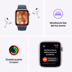 Apple Watch SE GPS Cassa 44mm in Alluminio Mezzanotte con Cinturino Sport Loop Mezzanotte - Vista aggiuntiva 7