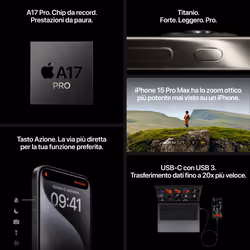 Apple iPhone 15 Pro 512 GB Titanio Nero - Vista aggiuntiva 7