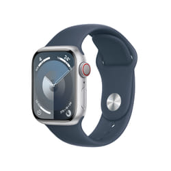 Apple Watch Series 9 GPS + Cellular Cassa 41mm in Alluminio Argento con Cinturino Sport Blu Tempesta - S/M