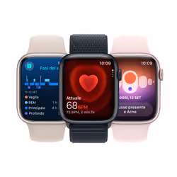 Apple Watch Series 9 GPS + Cellular Cassa 41mm in Alluminio Argento con Cinturino Sport Blu Tempesta - S/M - Vista aggiuntiva 7