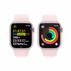 Apple Watch Series 9 GPS + Cellular Cassa 41mm in Alluminio Rosa con Cinturino Sport Rosa Confetto - S/M - Vista aggiuntiva 8