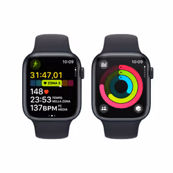 Apple Watch Series 9 GPS + Cellular Cassa 45mm in Alluminio Mezzanotte con Cinturino Sport Mezzanotte - M/L - Vista aggiuntiva 8