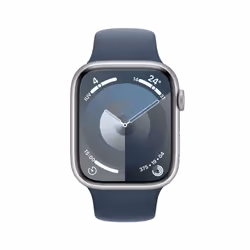 Apple Watch Series 9 GPS + Cellular Cassa 45mm in Alluminio Argento con Cinturino Sport Blu Tempesta - S/M - Vista aggiuntiva 2