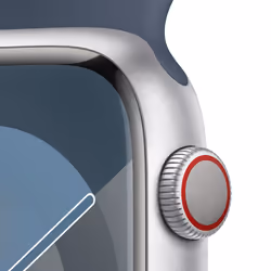 Apple Watch Series 9 GPS + Cellular Cassa 45mm in Alluminio Argento con Cinturino Sport Blu Tempesta - S/M - Vista aggiuntiva 3