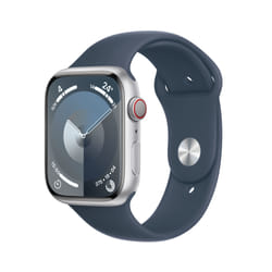 Apple Watch Series 9 GPS + Cellular Cassa 45mm in Alluminio Argento con Cinturino Sport Blu Tempesta - M/L