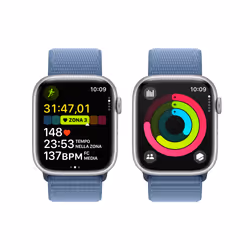 Apple Watch Series 9 GPS + Cellular Cassa 45mm in Alluminio Argento con Cinturino Sport Loop Blu Inverno - Vista aggiuntiva 8