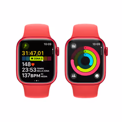 Apple Watch Series 9 GPS + Cellular Cassa 41m in Alluminio (PRODUCT)RED con Cinturino Sport Band (PRODUCT)RED - S/M - Vista aggiuntiva 8