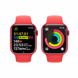 Apple Watch Series 9 GPS + Cellular Cassa 45m in Alluminio (PRODUCT)RED con Cinturino Sport Band (PRODUCT)RED - M/L - Vista aggiuntiva 8
