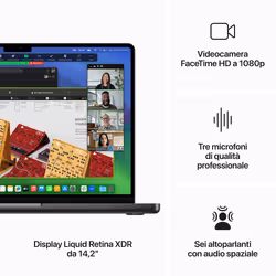 Apple MacBook Pro 14'' M3 Pro chip con 11‑core CPU e 14‑core GPU, 512 GB SSD - Nero Siderale - Vista aggiuntiva 5