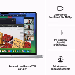 Apple MacBook Pro 14'' M3 Pro chip con 12‑core CPU e 18‑core GPU, 1 TB SSD - Argento - Vista aggiuntiva 5