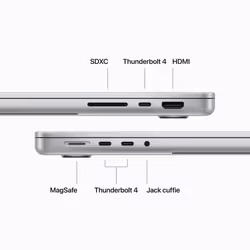 Apple MacBook Pro 14'' M3 Pro chip con 12‑core CPU e 18‑core GPU, 1 TB SSD - Argento - Vista aggiuntiva 6