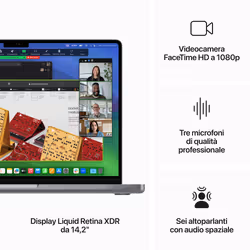 Apple MacBook Pro 14'' M3 chip con 8‑core CPU e 10‑core GPU, 512 GB SSD - Grigio Siderale - Vista aggiuntiva 5