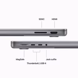 Apple MacBook Pro 14'' M3 chip con 8‑core CPU e 10‑core GPU, 512 GB SSD - Grigio Siderale - Vista aggiuntiva 6