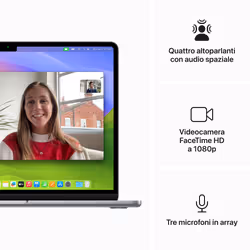 Apple MacBook Air 13'' M3 chip con core 8 CPU e core 8 GPU, 8GB, 256 GB SSD Grigio Siderale - Vista aggiuntiva 6