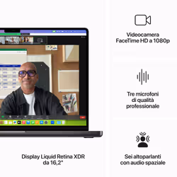 Apple MacBook Pro 16'' M3 Max chip con 16‑core CPU e 40‑core GPU, 1 TB SSD - Nero Siderale - Vista aggiuntiva 5