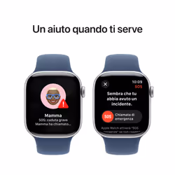 Apple Watch Series 10 Serie 10 GPS 42mm Cassa in Alluminio Color Argento con Denim Sport Band - S/M - Vista aggiuntiva 6