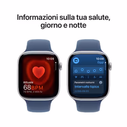 Apple Watch Series 10 Serie 10 GPS 46mm Cassa in Alluminio Color Argento con Denim Sport Band - S/M - Vista aggiuntiva 5