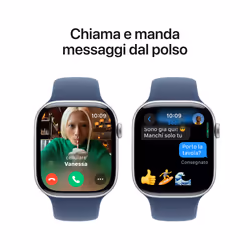 Apple Watch Series 10 Serie 10 GPS 46mm Cassa in Alluminio Color Argento con Denim Sport Band - M/L - Vista aggiuntiva 7