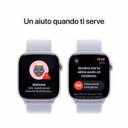 Apple Watch Series 10 Serie 10 GPS 46mm Cassa in Alluminio Color Argento con Blu tempesta Sport Loop - Vista aggiuntiva 6