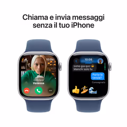 Apple Watch Series 10 Serie 10 GPS + Cellular 42mm Cassa in Alluminio Color Argento con Denim Sport Band - M/L - Vista aggiuntiva 7