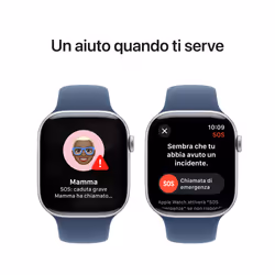 Apple Watch Series 10 Serie 10 GPS + Cellular 46mm Cassa in Alluminio Color Argento con Denim Sport Band - S/M - Vista aggiuntiva 6